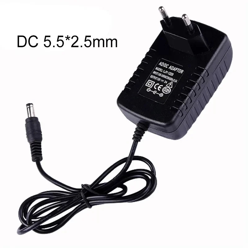 DC 12 V 1A 2A 3A Voeding AC100-240V Converter Adapter DC12V EU/US Plug 5.5mm x 2.1-2.5mm Verlichting Transformator Driver: Black / 10A