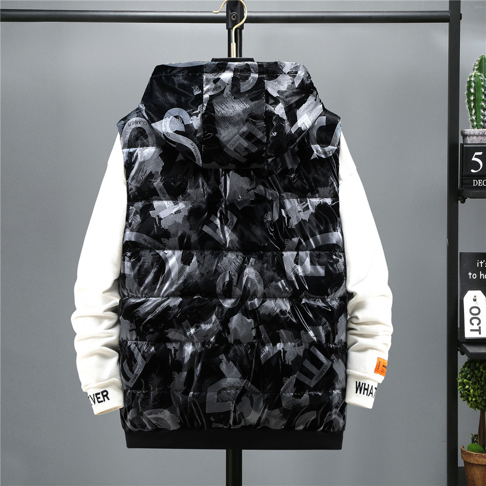 Men&#39;s Winter Vest Double-sided Sleeveless Jacket Reversible Hooded Camouflage Vest Plus Large Size 10XL Windproof Warm Waistcoat