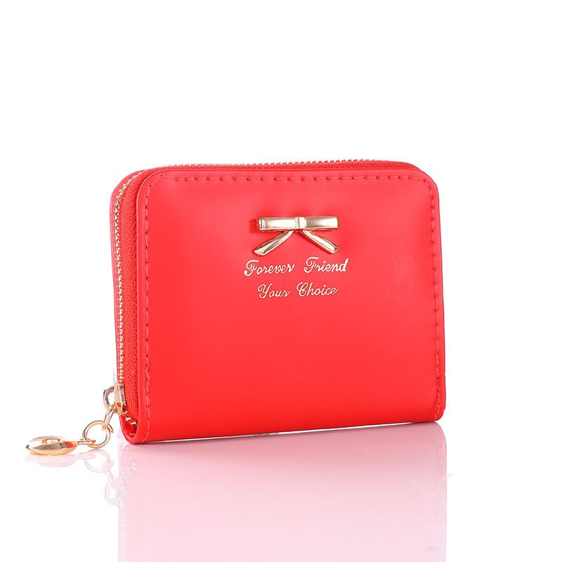 Valink Brand Wallet Women Bowknot Small Purse PU Leather Wallet Female Zipper Coin Purse Wallet Carteras Mujer: red