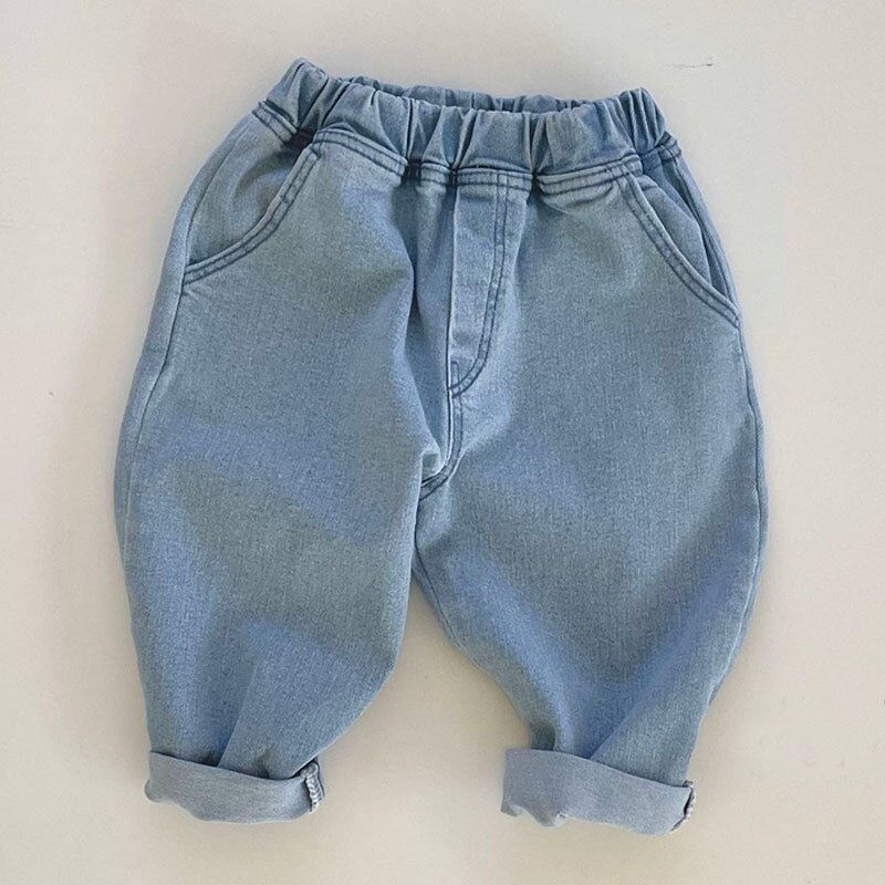 Kids Losse Denim Broek Mode Baby Meisje Casual Broek Solid Kids Jean Jongens Broek Zachte Kinderen Broek Peuter Kleding