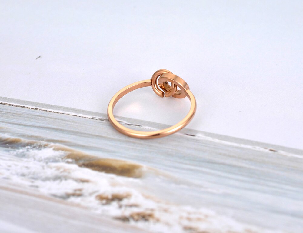 Lokaer Titanium Stainless Steel Mosaic Rhinestone Circle Rings Luxury Rose Gold CZ Crystal Party Ring For Women R20036