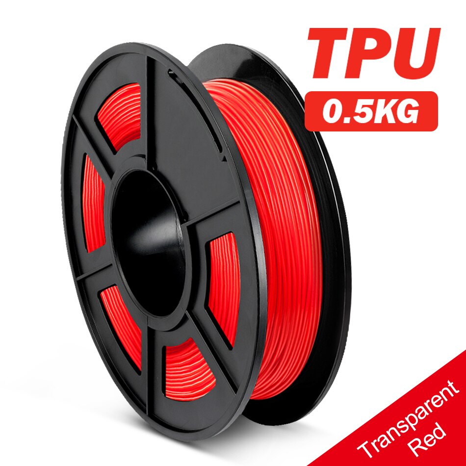 SUNLU TPU Flexible Filament 0.5KG 1.75MM TPU Filament 3D Printer Flexible 3d Printing Material: TPU-TR-Red