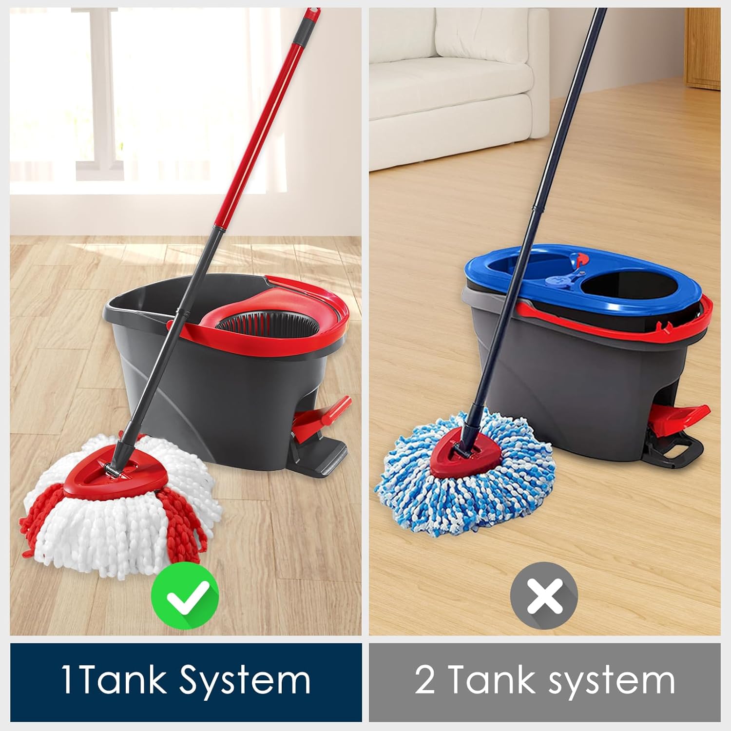 Microfibre Mop for Vileda Turbo 2-in-1, Mop Head for Vileda Turbo Spin Mops Easy Wringing 2-in-1, Spin Mop For All Floor Types