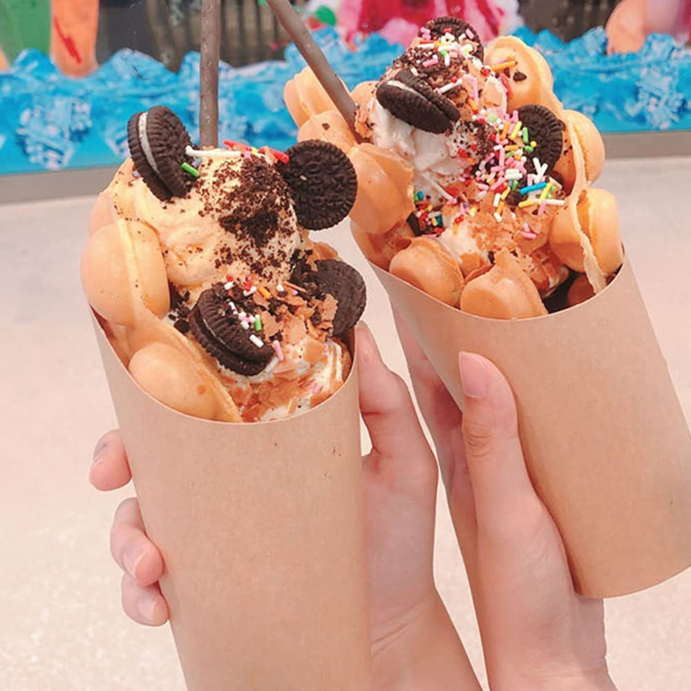 50 Pcs 140z French Fries Cups Disposable Kraft Paper Cups Snack Containers Charcuterie Baking Cups Take-Out Dessert Supplies