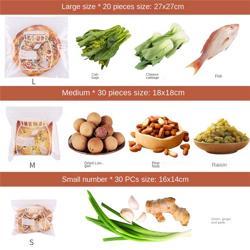 Pull Reusable Ziplock Bag Fruits Vegetables Food Storage Packaging Preservation Eco Friendly with Label Plastic Bags Transparent