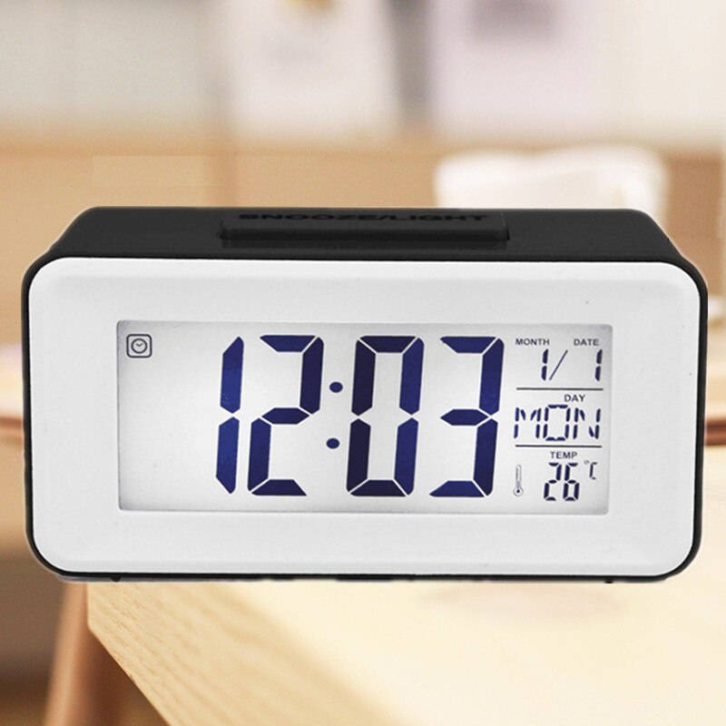 Simple Electronic Table Clock Desktop 12/24 H Sound Control Backlight Snooze Desk Digital Clocks 8 Alarm Watch Student Bedside