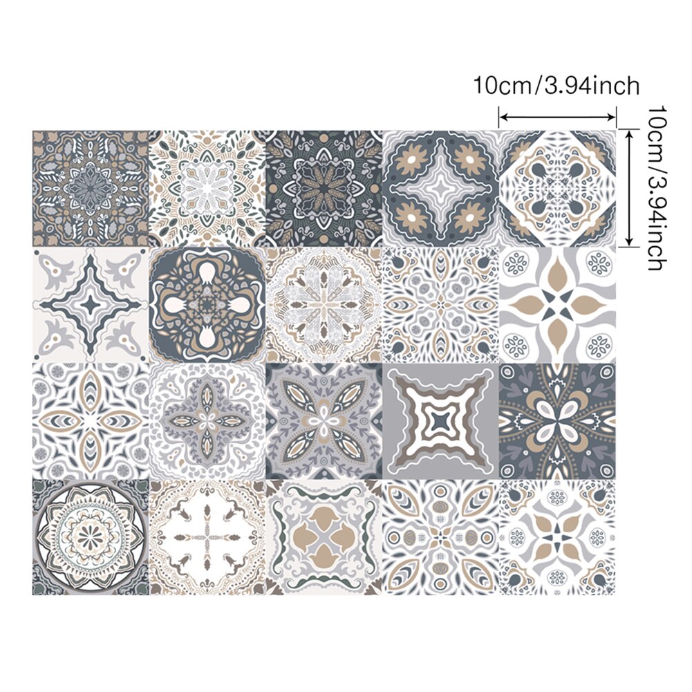 Pegatina para azulejo de cocina y baño, bricolaje, pegatinas para cocina impermeables, autoadhesivas, PVC, Diagonal, azulejos de cerámica, 20 Uds.: A / 20x20CM
