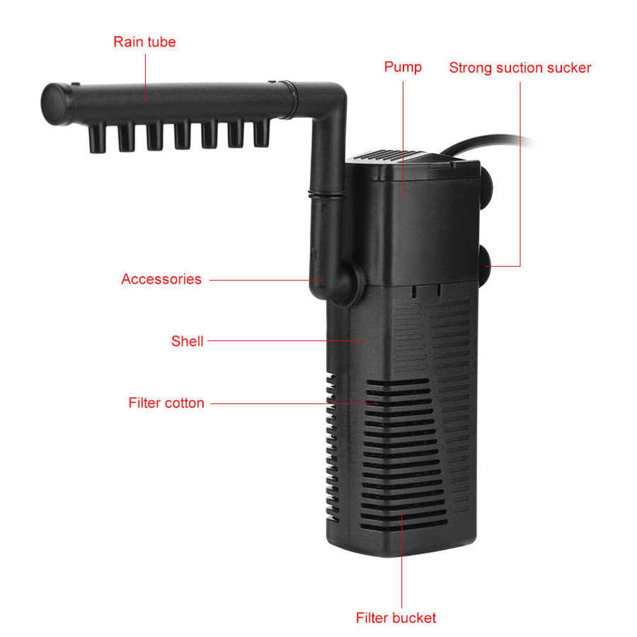 Internal Filter Pump 3 in 1 Submersible Fish Tank Aquarium Oxygen Pump 5W