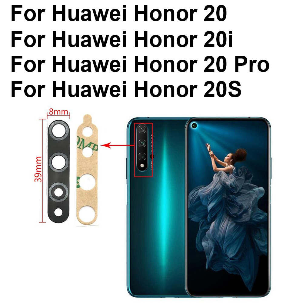 Per Huawei Honor 9X V20 V30 10 10i 20i 10X 20 20S 30S 30 Pro Lite Y9 Macchina Fotografica obiettivo di vetro Posteriore posteriore Della Macchina Fotografica Obiettivo di Vetro con la Colla