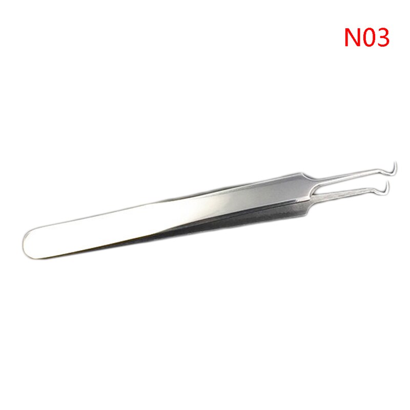 1pc acier inoxydable utile courbure droite courbe point noir acné pince à épiler bouton comédon Kit de dissolvant visage nettoyant: 3