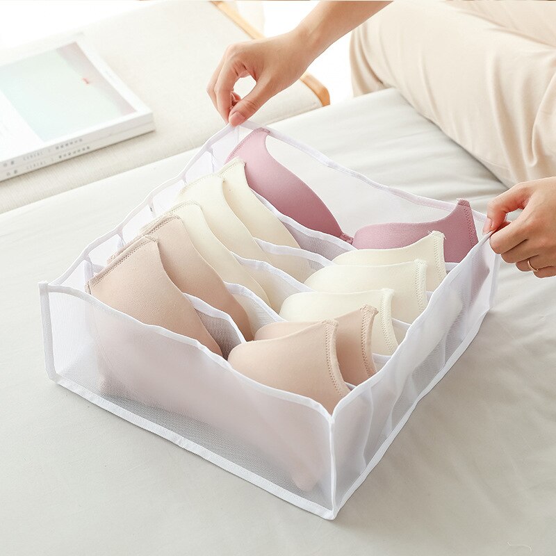 Large Closet Organizer Storage Box Sweater Jeans Underwear T-shirt Organizers Storage Dividers Drawer Wardrobe Organizer: 6 grids bra-White