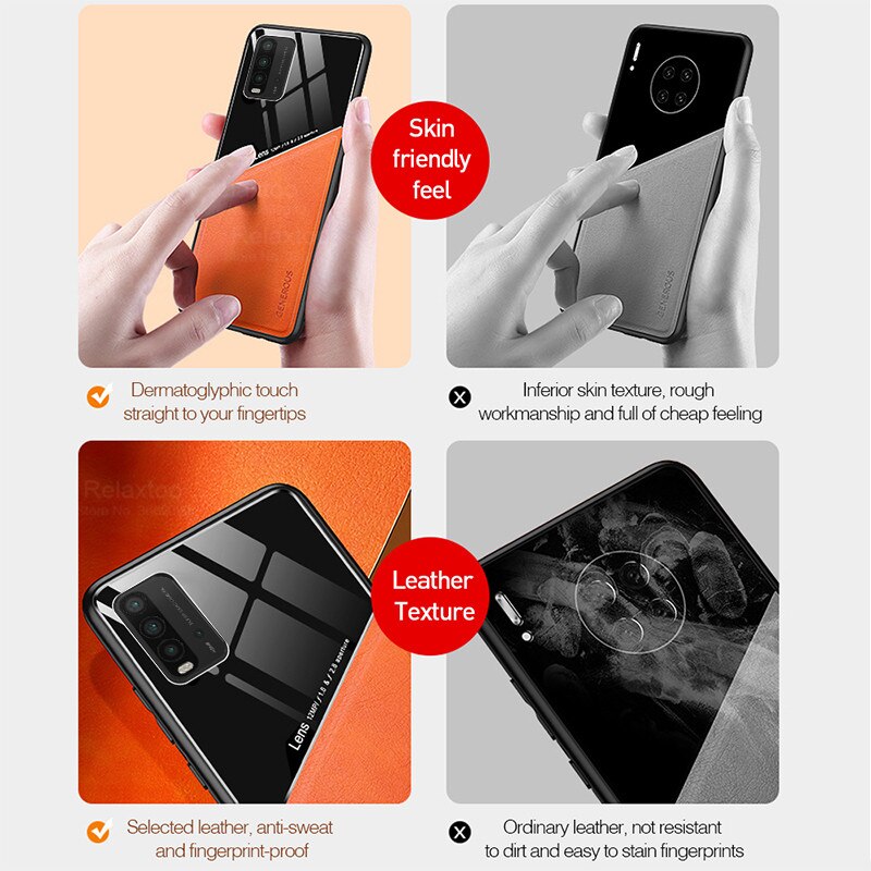 Leer Texure Auto Magnetische Houder Telefoon Covers Voor Redmi 9 T 9 T Readmi 9 T T9 Redmi 9 T 6.53 &#39;&#39;Case Hard Pc Back Shell Coque