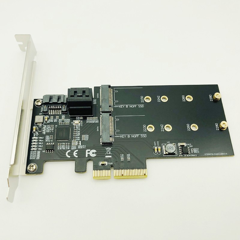 SATA controlador Raid SATA Raid M.2 PCI Express tarjeta Raid 2 SATA3.0 6Gbps + 2 puerto M.2 NGFF soporte de llave SSD B RAID0 RAID1 AHCI