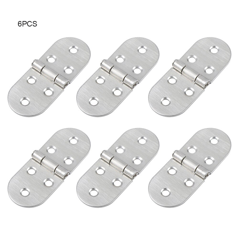 6pcs Stainless Steel 270 Degree Rotation Semi Circular Heavy Duty Folding Hinge Flip Top Home Office Replacement Parts Table