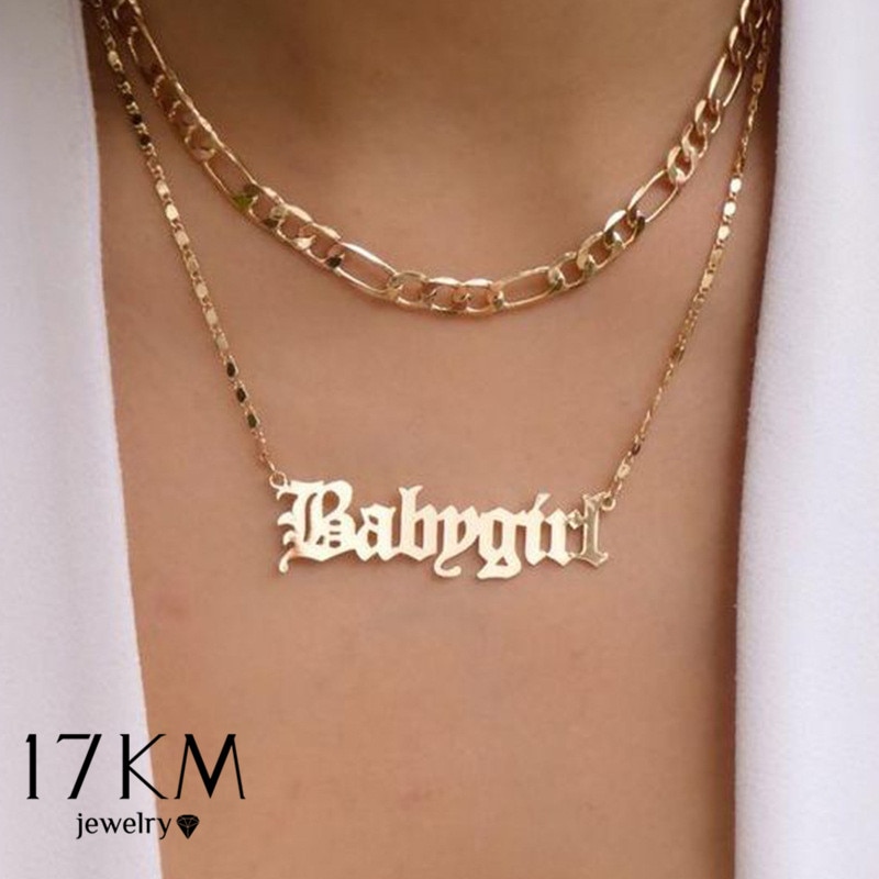 17KM collares con letras personalizadas de nombre para mujer, cadena de mariposas multicapa, números colgantes de palabra, collar de joyería Vintage