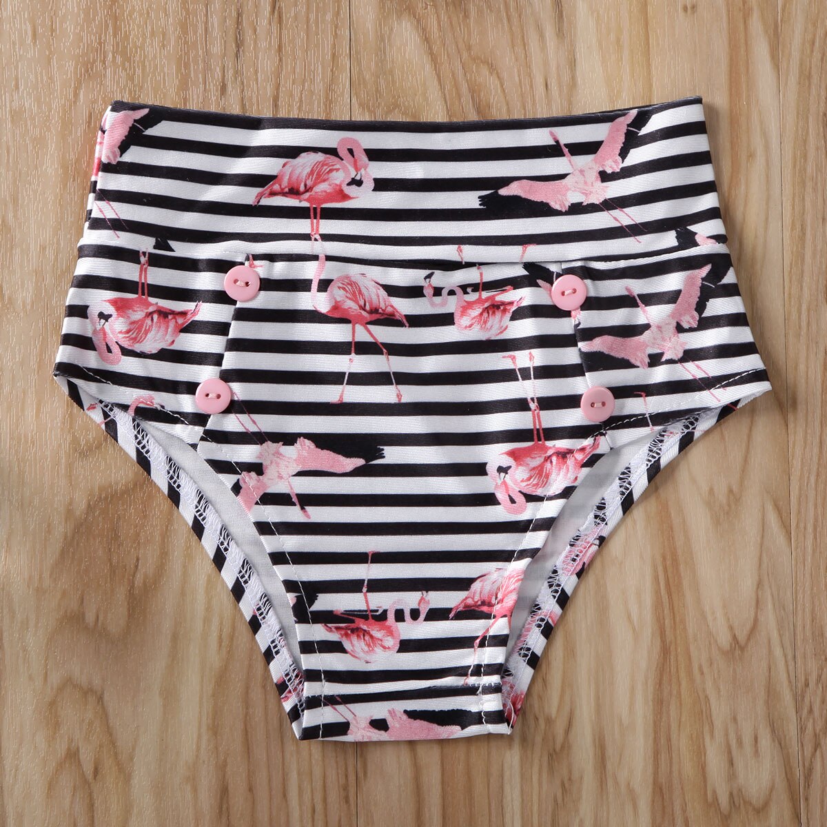 Summer Kids Girl Two-Piece Swimsuits Stripe Flamingo Swimwear Child Girl One Shoulder Tops Swim Bottoms 2Pcs 0-4Y