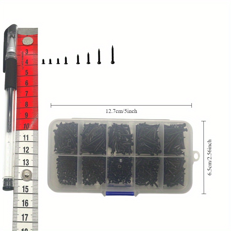 400/800 M2 zwarte kruiskopschroeven sorteerset, borgschroeven en houtschroeven