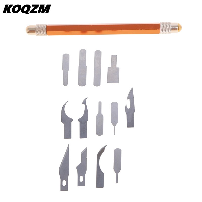 13Pcs Messen Staal Ambachtelijke Kunstwerk Sculptuur Mes Met Handvat Carving Stencil Diy Voor Telefoon Samsung Huawei Pad Reparatie Tools