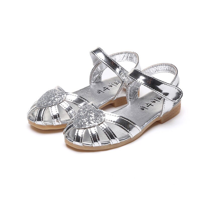 Princess shoes Summer Cute Princess Dance Kid Girl Leather Princess Sandals Soft Crib Shoes Toddler Prewalker: Silver / 10
