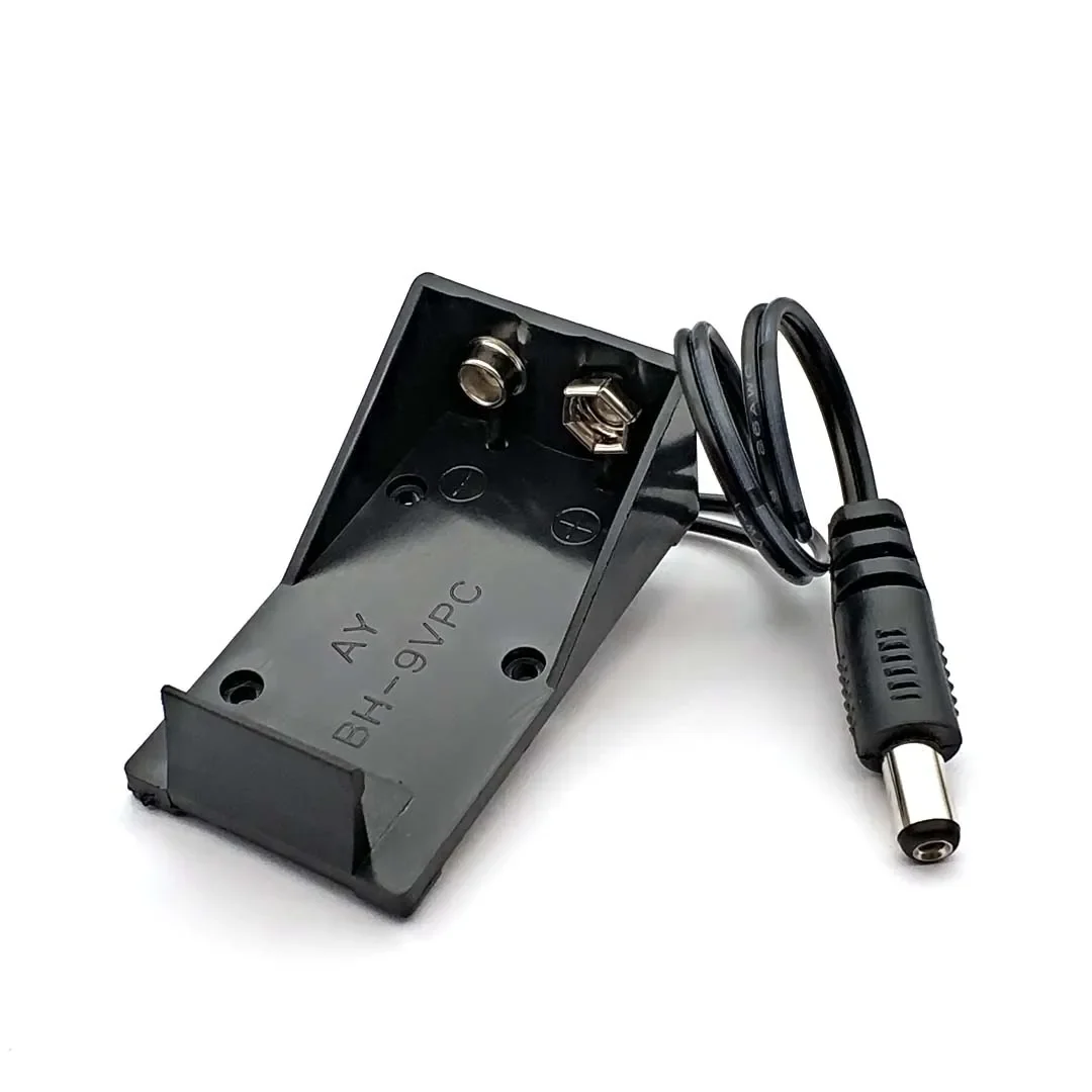 9V Battery Clip Holder Case Box with Wire Leads DIY: black