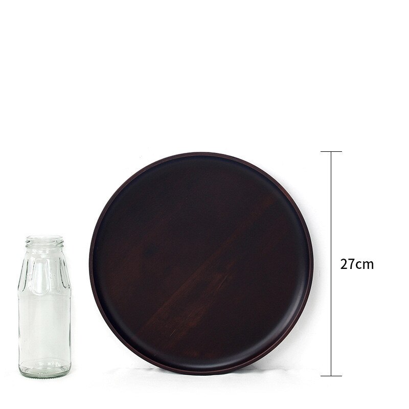 Storage Box Wood Pan Plate Fruit Dishes Saucer Tea Tray Dessert Dinner Bread Wood Plate Japanese Round/Rectangle Home Decoration: JJ1433-27CM
