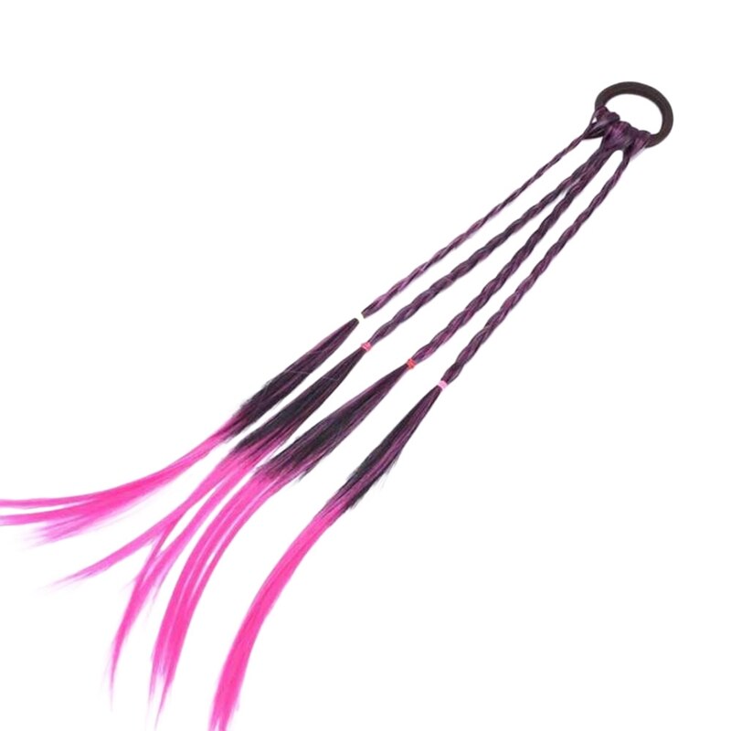 Kinder Baby Mädchen Haarteil Falsche Zöpfe Geflochten Perücke Haar Stirnband Twist Geflecht Seil Einfache Gummiband Elastische Haar Zubehör: Hot Pink
