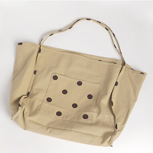Oversized canvas tas met stippen, japanse tiener, schattige grote capaciteit, open handtas, herbruikbare stoffen dagelijkse boodschappentas