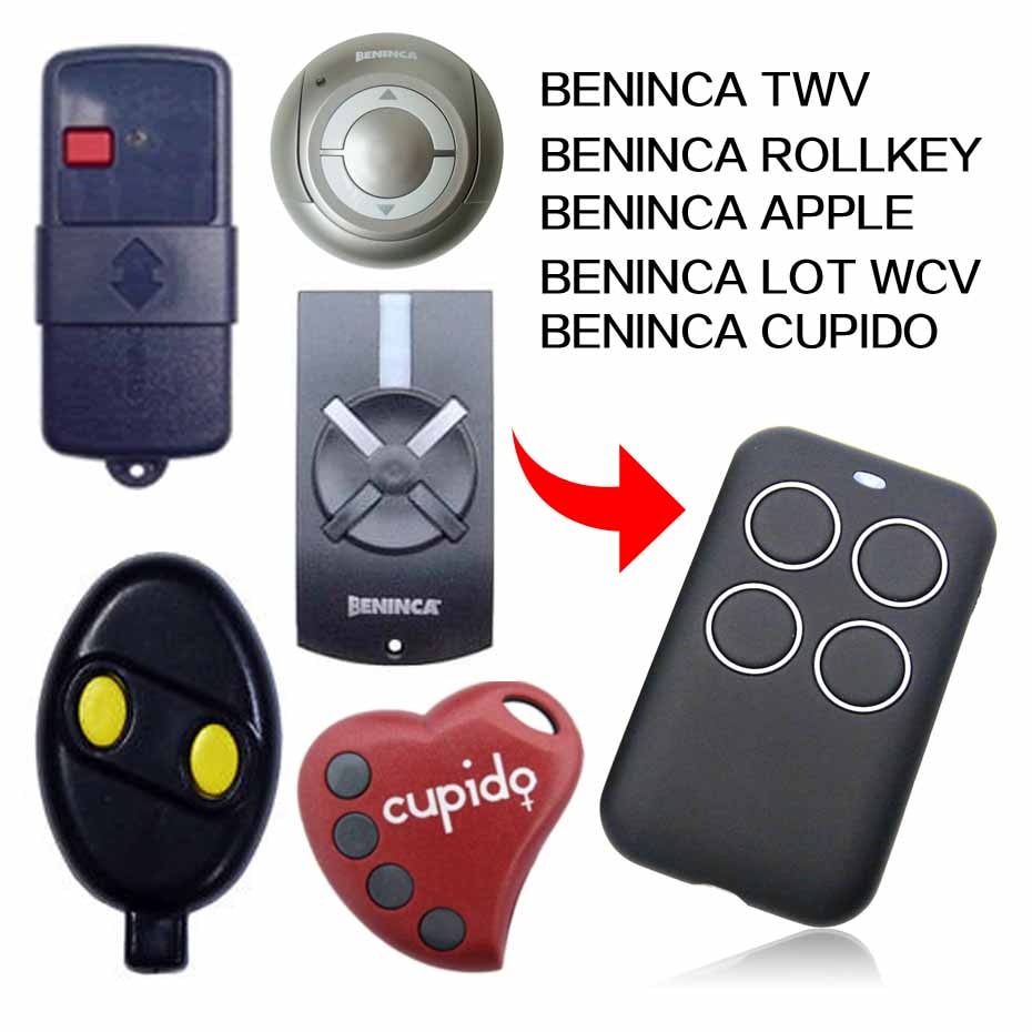 BENINCA TWV APPLE CUPIDO ROLLKEY LOT WCV télécommande portail BENINCA porte de garage télécommande 433MHz