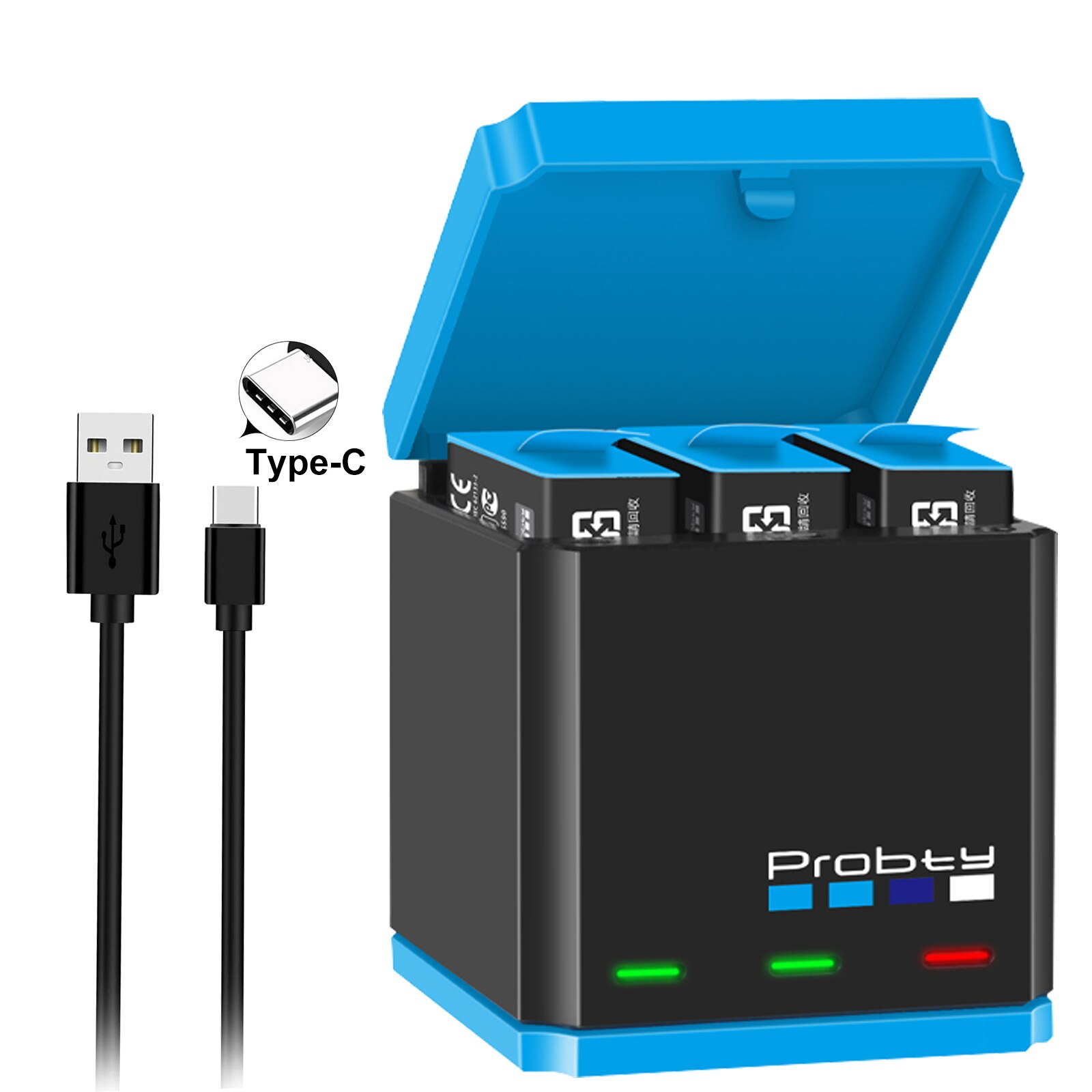 Voor Gopro 10 9 Batterij 3 Manier Smart Opladen Case 1850Mah Batterij Opbergdoos Voor Go Pro Hero 9 10 Accessoires: 1 Charger