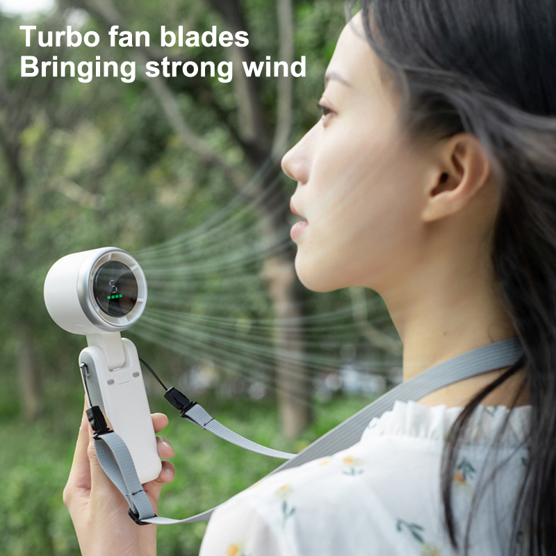 1pc handhållna fläktar med digital display bärbar resefläkt mini hopfällbar skrivbordsfläkt med 5- justerbara hastigheter för utomhusbruk