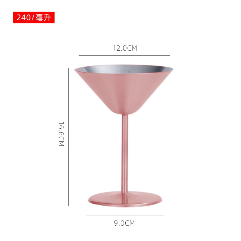 304 Stainless steel cocktail cup Martini triangle cup high foot juice metal bar beverage wine cup claret glass: 2