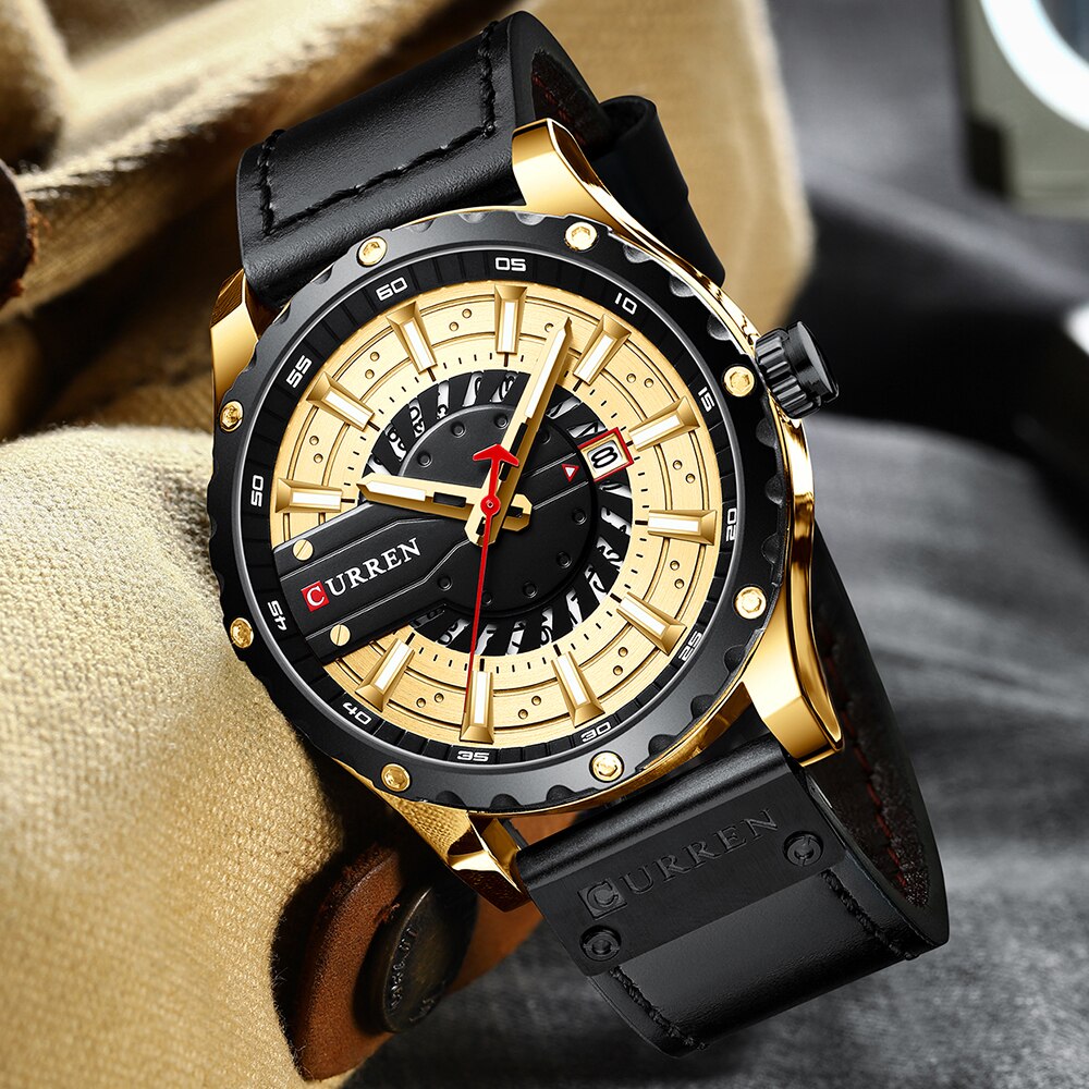 Curren Horloges Top Brand Leather Horloge Casual Quartz Heren Horloge Chic Lichtgevende Handen Klok