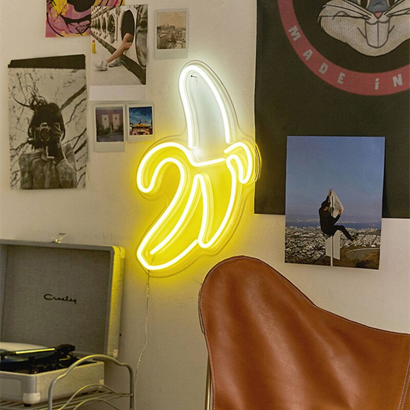 Neon lys skilt banan neon skilte neon pub led neon lys kunst væg dekorative til værelse væg børn soveværelse fest bar indretning
