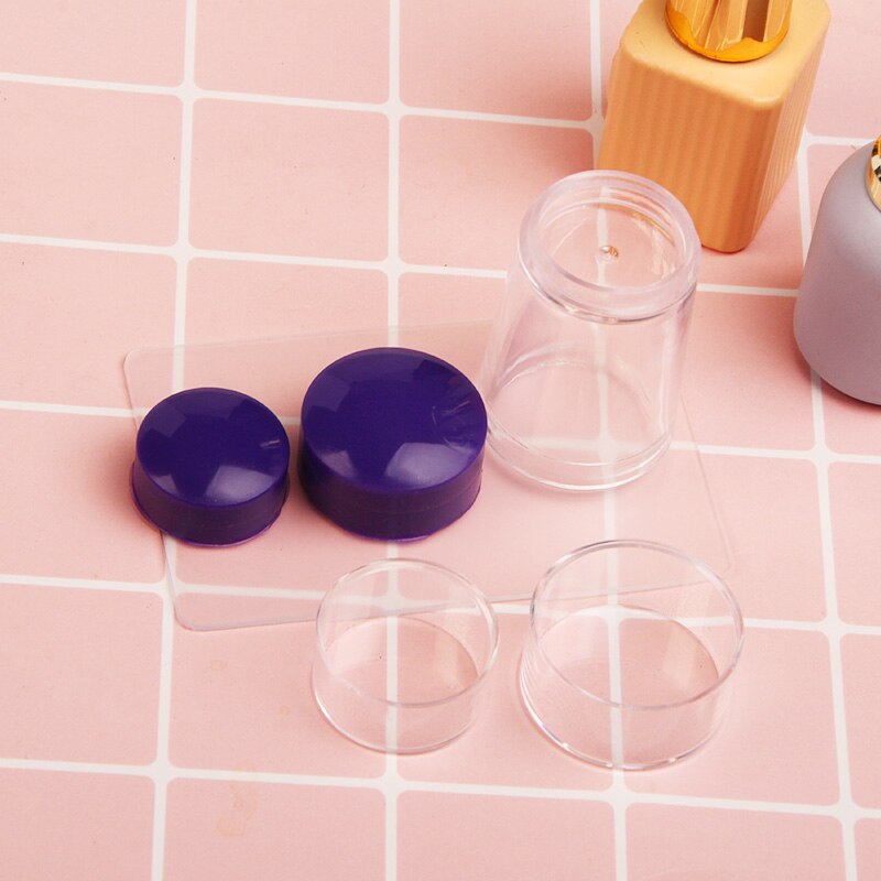 Cyshmily dubbelhuvud färgglad nagelstämpel med nagelskrapa stämpling silikonlack mall lätt att rengöra nail art stampers