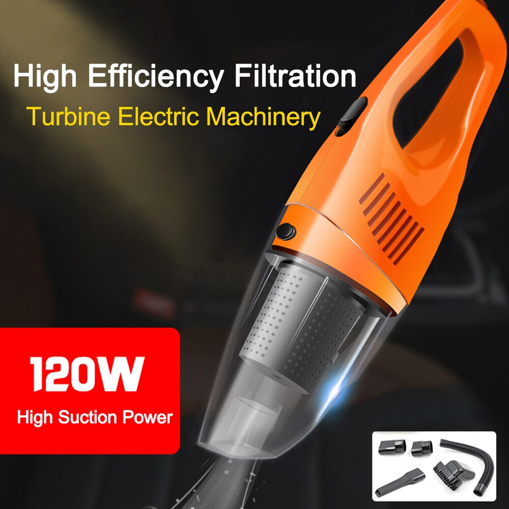 120w autoreinigers met krachtige zuigkracht, draagbare handreiniger voor gebruik in de auto met led-verlichting, auto-accessoires