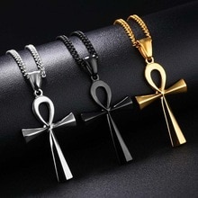 Religion Egyptian Ankh Crucifix Necklaces Pendants Stainless Steel Symbol of Life Cross Necklaces Jewelry XLCT012