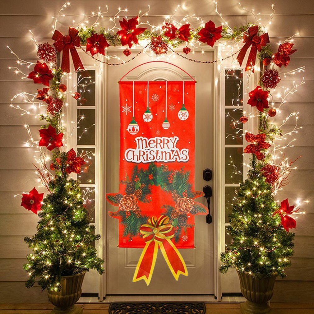 Glædelig jul dekorative dør banner hængende ornamenter julepynt til hjem veranda tegn udendørs