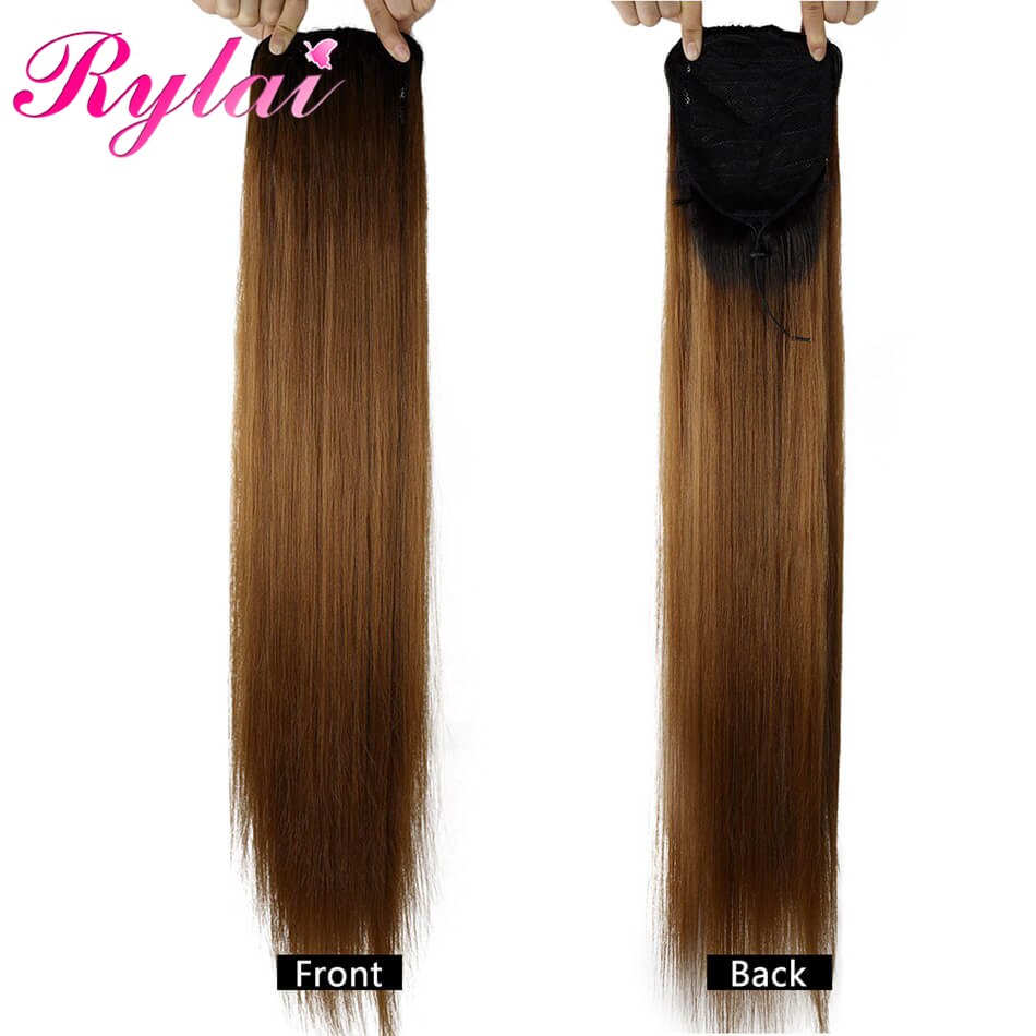 RYLAI Synthetic Ponytail Extensions Straight 30 Inches Hair Ponytail Extensions With Two Plastic Combs High Temperature Fiber
