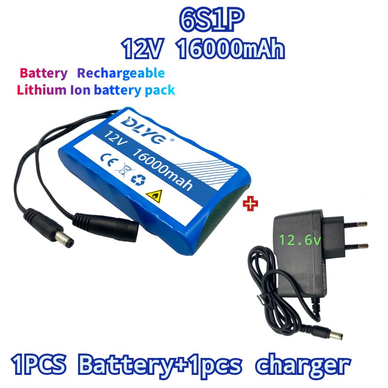 Super Portable12v6s1p16000mah Rechargeable Lithium Ion Battery Pack Capacity Dc Battery Pack12.6v Cctv Cam Monitor Charger Piles