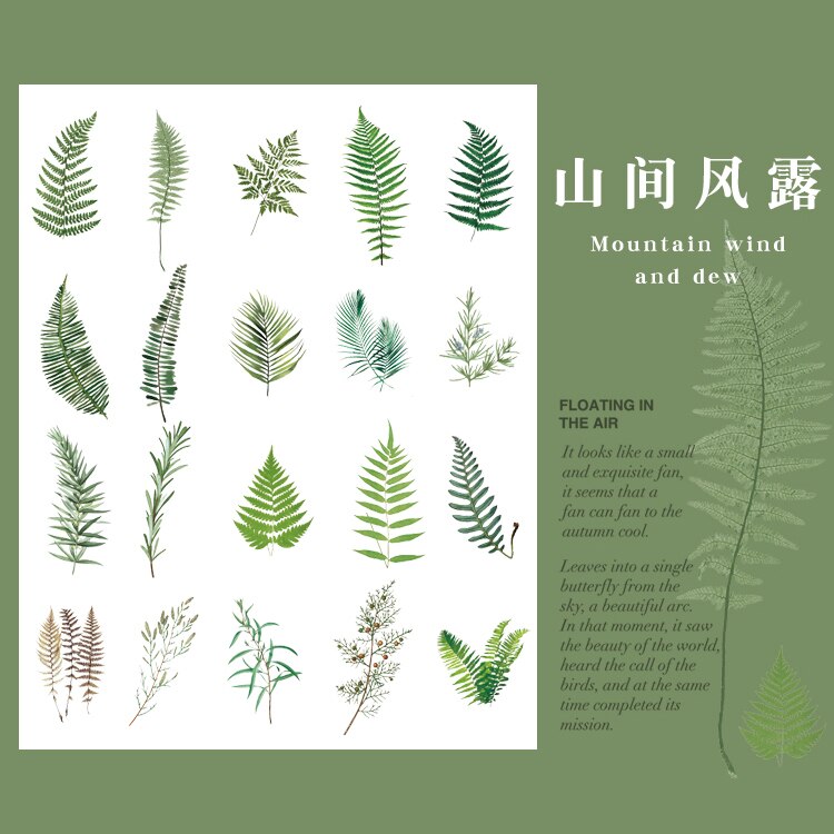 40Pcs Natuur Fotoboek Huisdier Grote Deco Stickers Plant Bloem Blad Transparante Kogel Journaling Accessoires Esthetische Stickers: M