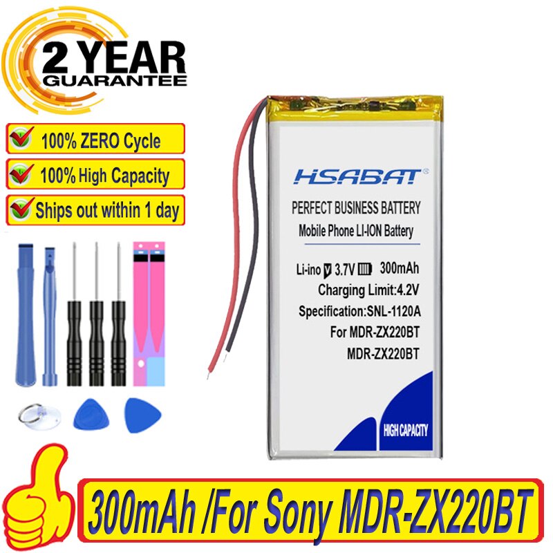 Top Brand 100% 300mAh Battery for Sony MDR-ZX220BT Bluetooth headset Batteries + free tools