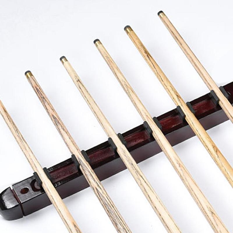 Biljardipöytä snooker -pöytä seinälle ripustettava puinen telineen haltija snooker -lisävarusteet 6 cue -tikkua massiivipuuta