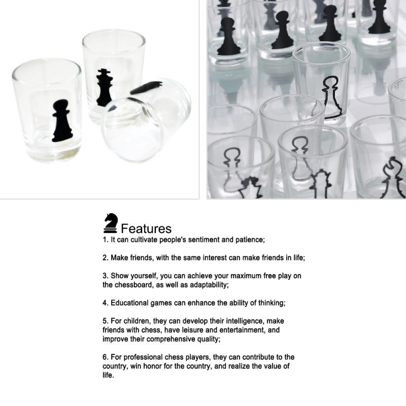 Kleine Borrelglas Schaakspel Drinking Game Set (10 "X 10") met Plastic Borrelglaasjes (1.5 ") En Glas Game Board-Dronken