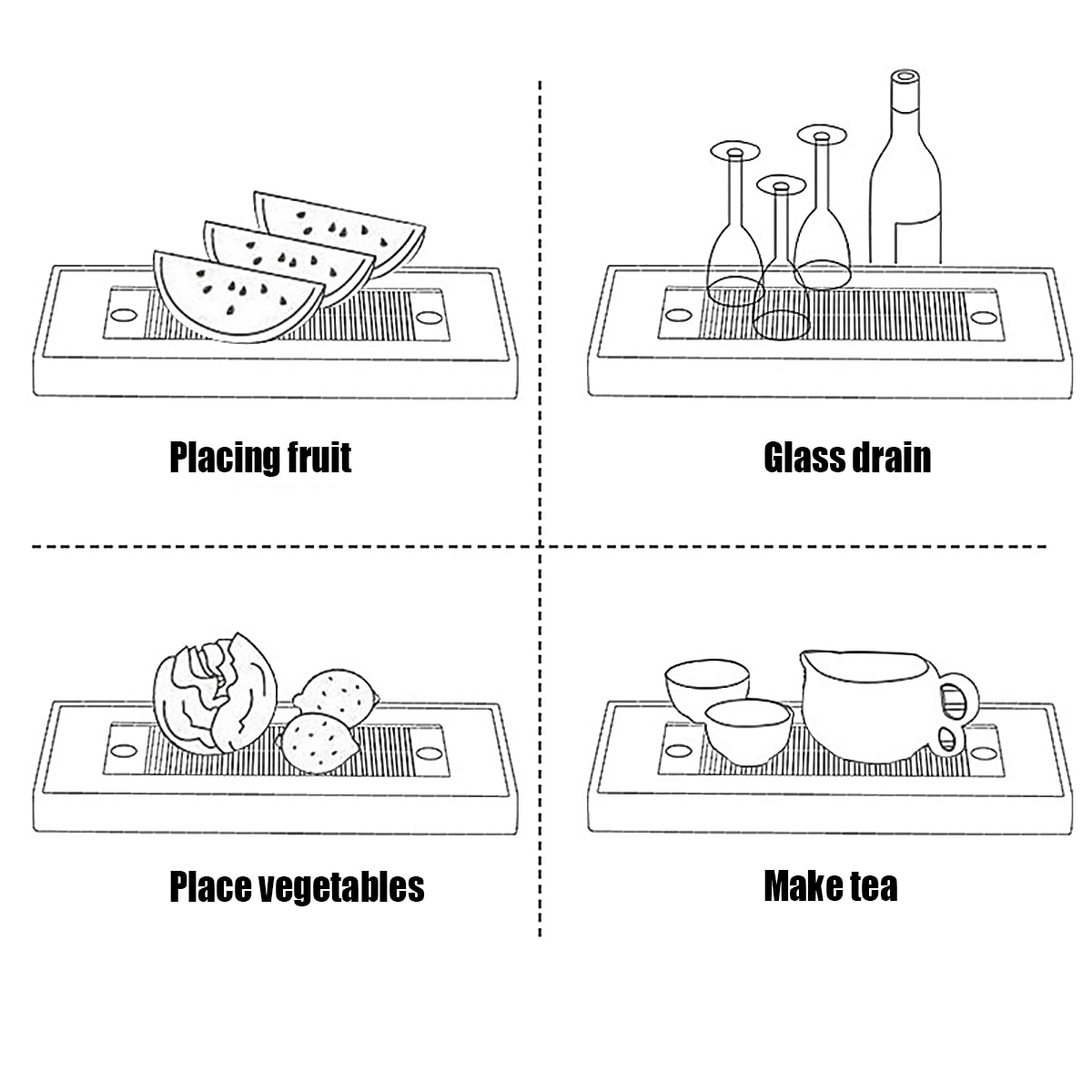 Portable Bamboo Tea Tray Chinese Gongfu Tea Trays Table Serving Water Holder Home Supplies