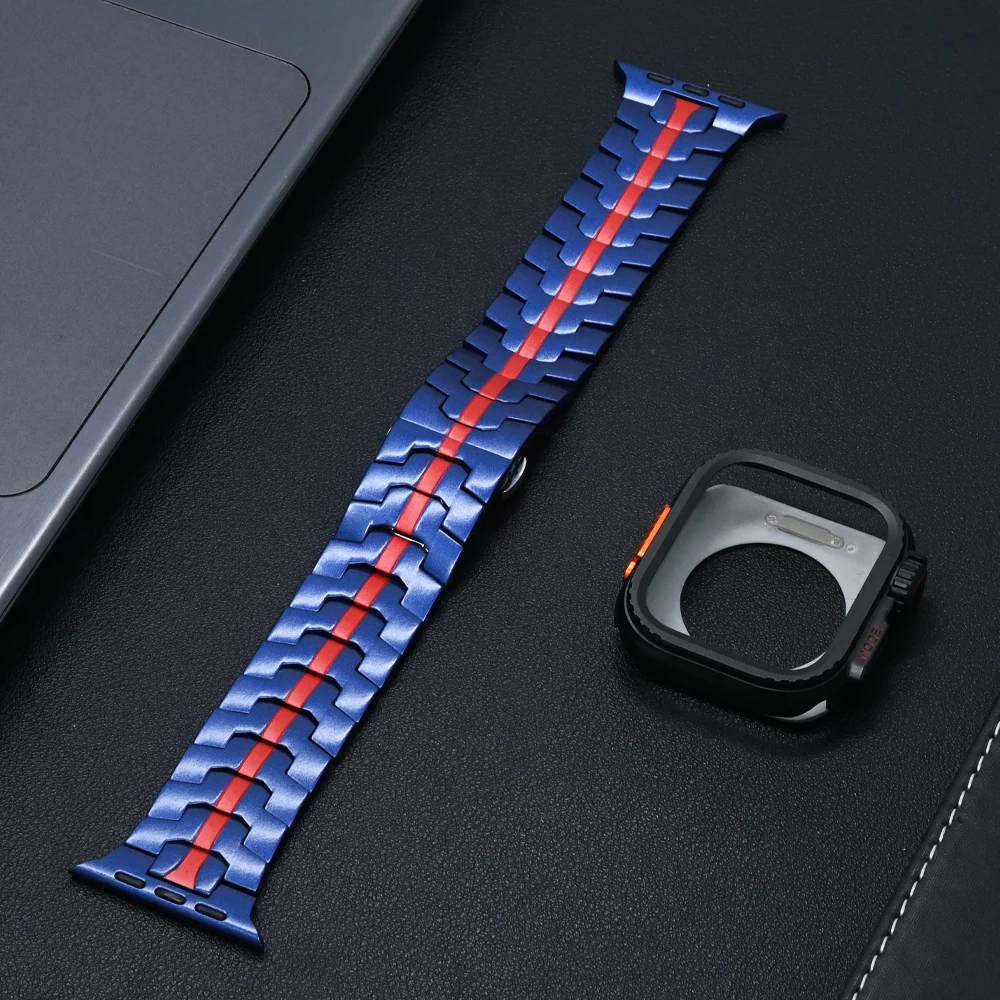 Roestvrij stalen band voor Apple Watch-band 49 mm 46 mm 45 mm 44 mm Vlindergesp Link-armband + kast Iwatch 10 9 8 7 6 5 Se Ultra