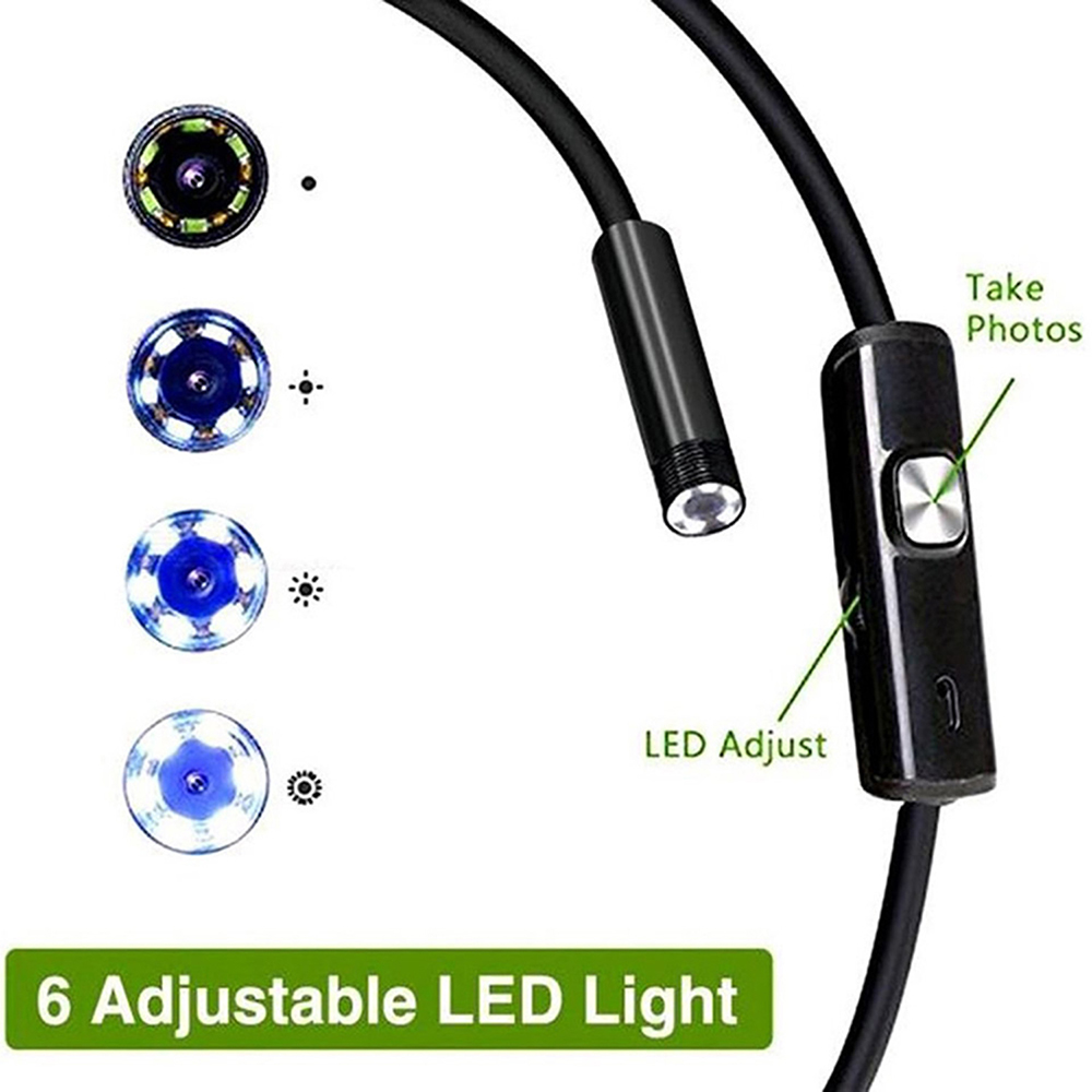 Cámara endoscópica para teléfono móvil, Mini endoscopio USB con cable suave y 6 luces LED, 7mm, 3 en 1, TYPE-C, resistente al agua para Android
