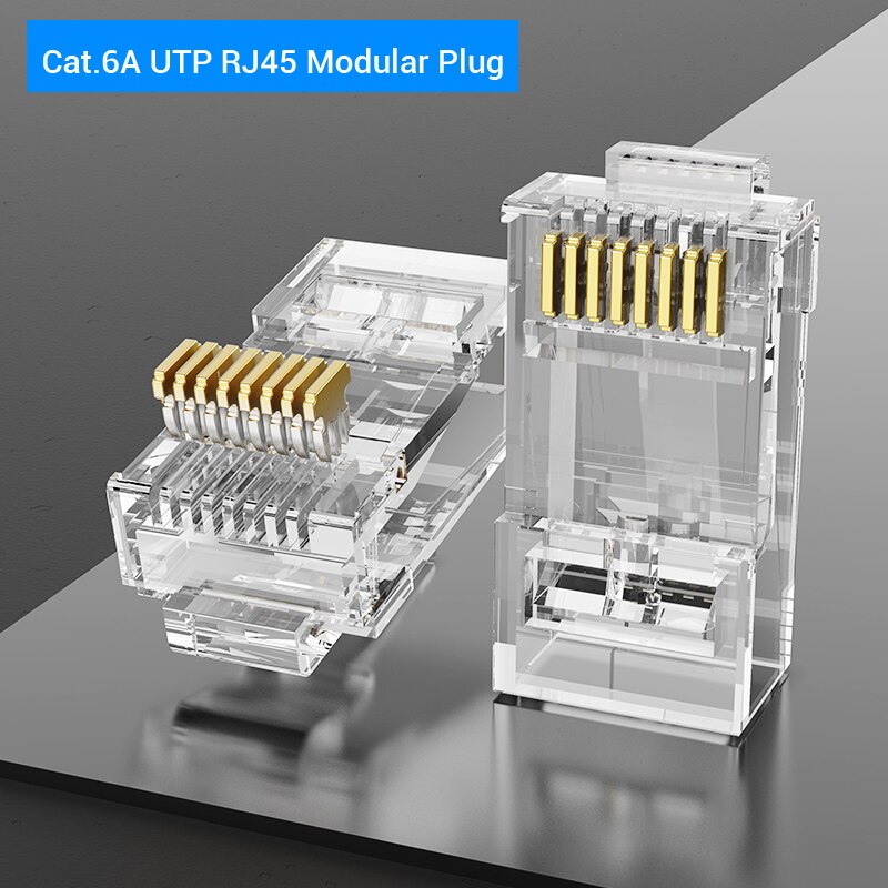 Vention Cat7 RJ45 Connector Cat7/6/5e STP 8P8C Modular Ethernet Cable Head Plug Gold-plated for Network RJ 45 Crimper Connectors: 50PCS / UTP---Cat.6A