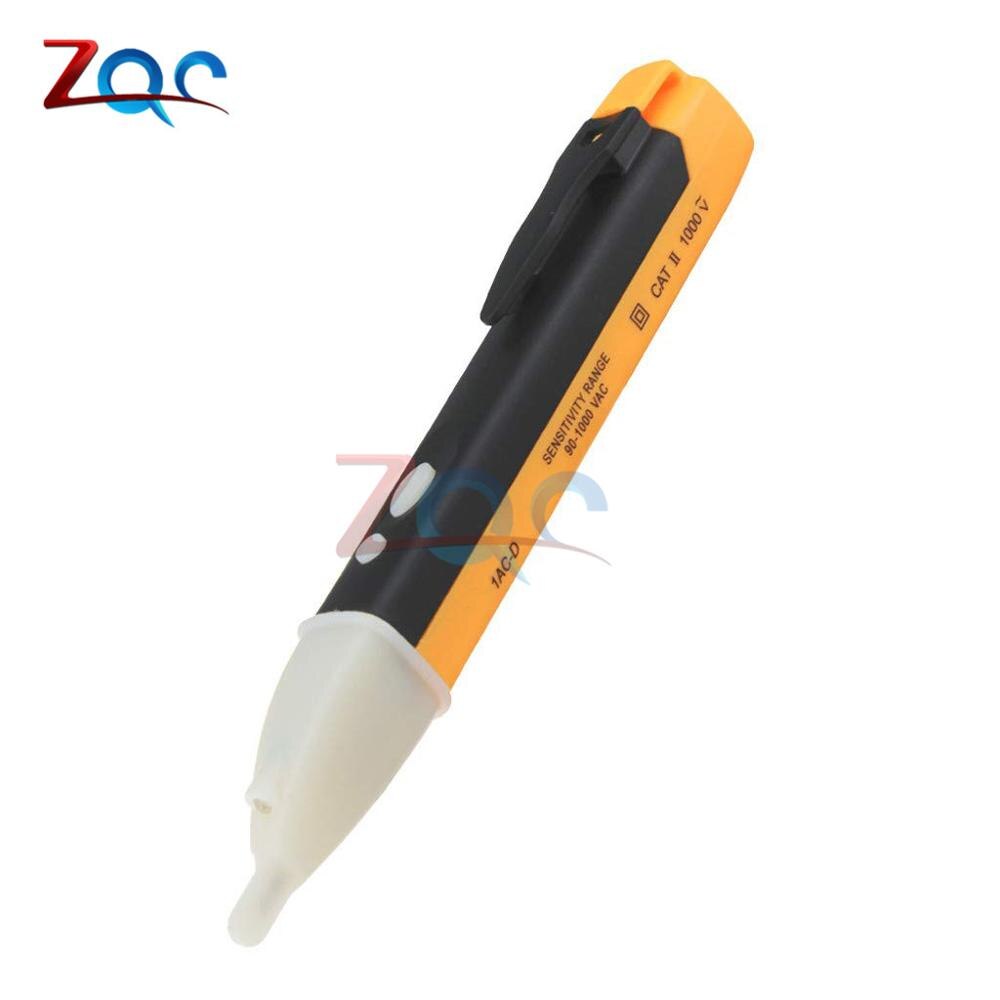 Ac 110V 220V Voltmeter Voltage Probe Volt Meter Elektrische Indicator Power Detector Tester Contactloze Socket Muur led 90-1000V: Yellow double button