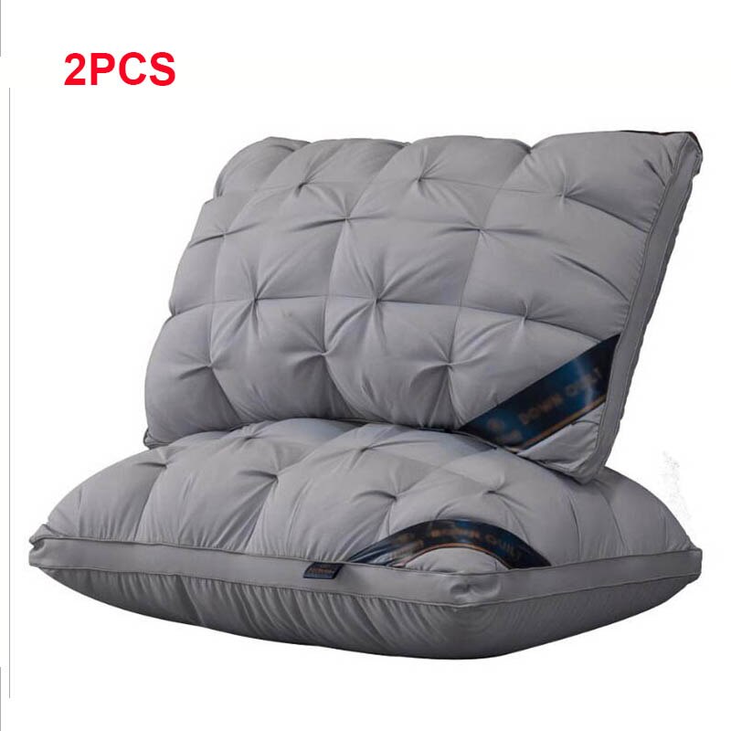 Luksus 3d stil rektangel grå rosa mørkegrønn gås/andedun fjær sengetøy puter dunsikre høy mellom lav pute: 2 stk grå / 48 x 74cm 850g