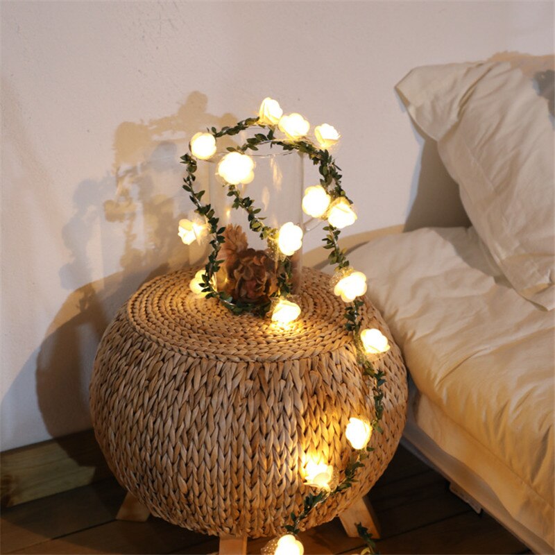 20/40led Rose Flower Led Fairy String Lights USB Battery Powered Wedding Christmas Lights Garland Decorations for Home Outdoor